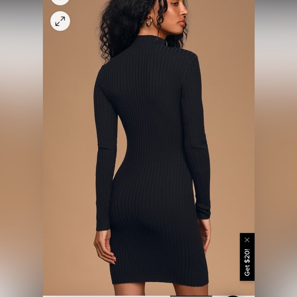 Lulu’s Snug As Can Be Black Ribbed Mock Neck Sweater Dress Size Small - Picture 3 of 10